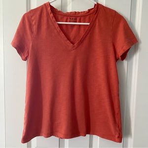 Madewell Whisper Cotton V-neck tee, Womens XS, Rusted Clay
